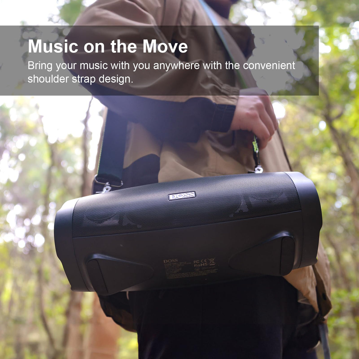 DOSS Extreme Boom Pro D100 70W full-range driver and two tweeters deliver immersive sound.