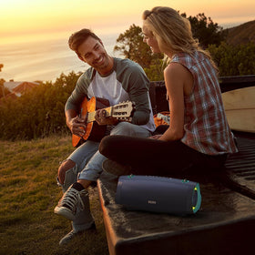 DOSS Extreme Boom Pro D100 built-in power bank keeps devices charged outdoors.