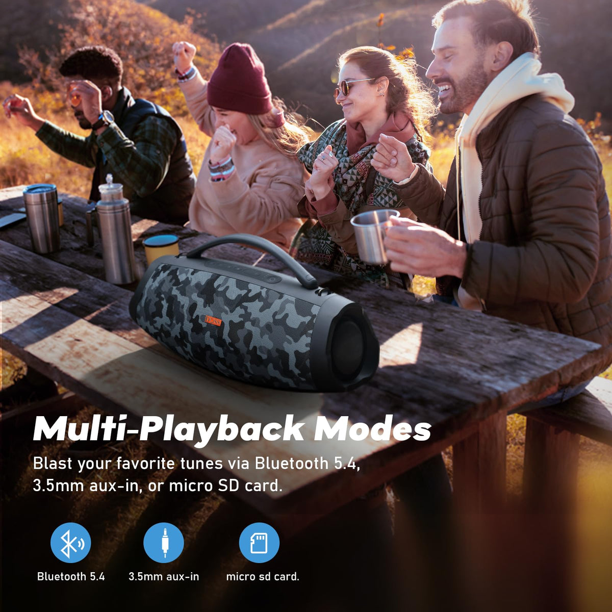 DOSS Extreme Boom Pro D200 PartySync mode for wireless multi-speaker playback