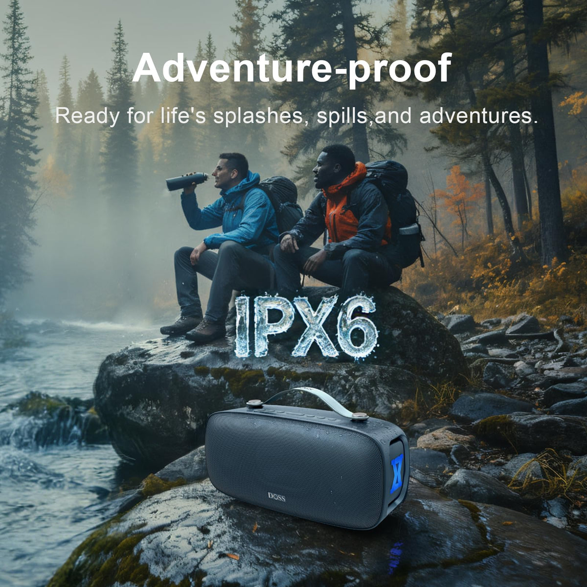 DOSS Extreme Boom Pro D300 beach-ready IPX6 protection.