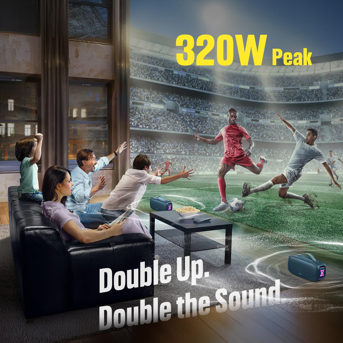 DOSS Extreme Boom Pro D300 20 hours playtime—long-lasting outdoor listening.