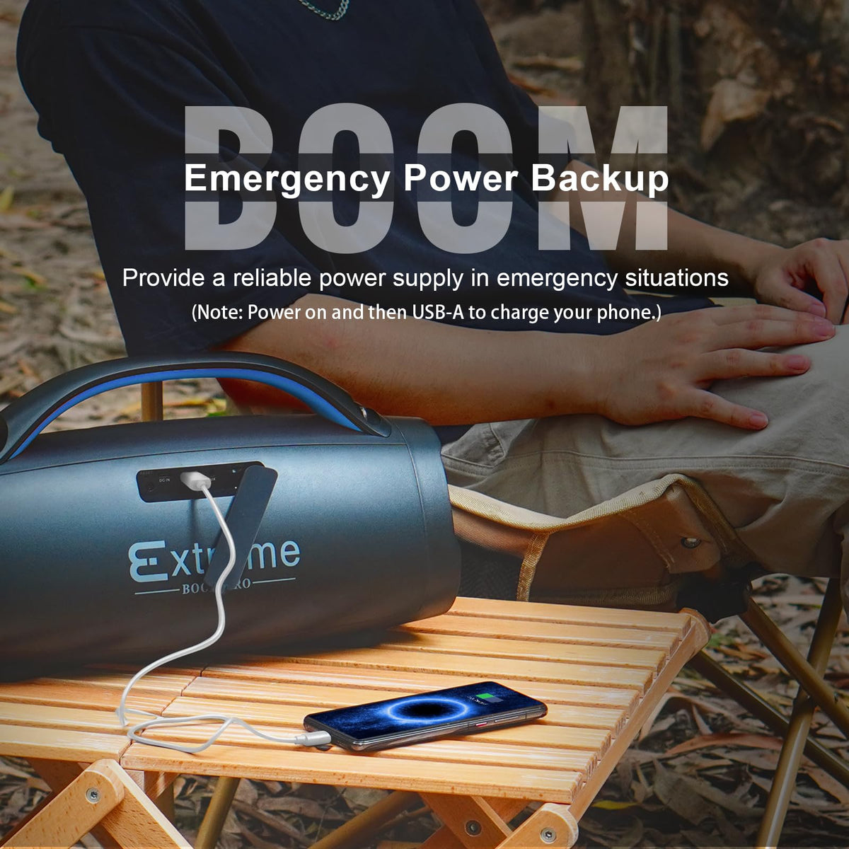 DOSS Extreme Boom Pro outdoor-ready build is ideal for camping.