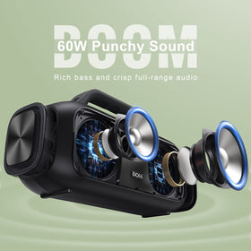 DOSS Extreme Boom side controls for quick volume and bass adjustments outdoors.