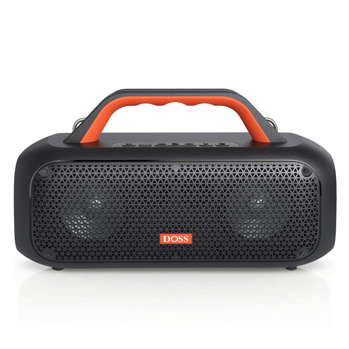 DOSS Extreme Boom front view showing 60W power for outdoor listening.