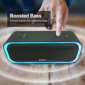 DOSS SoundBox Pro passive radiator close-up showing bass tech for deeper low frequencies