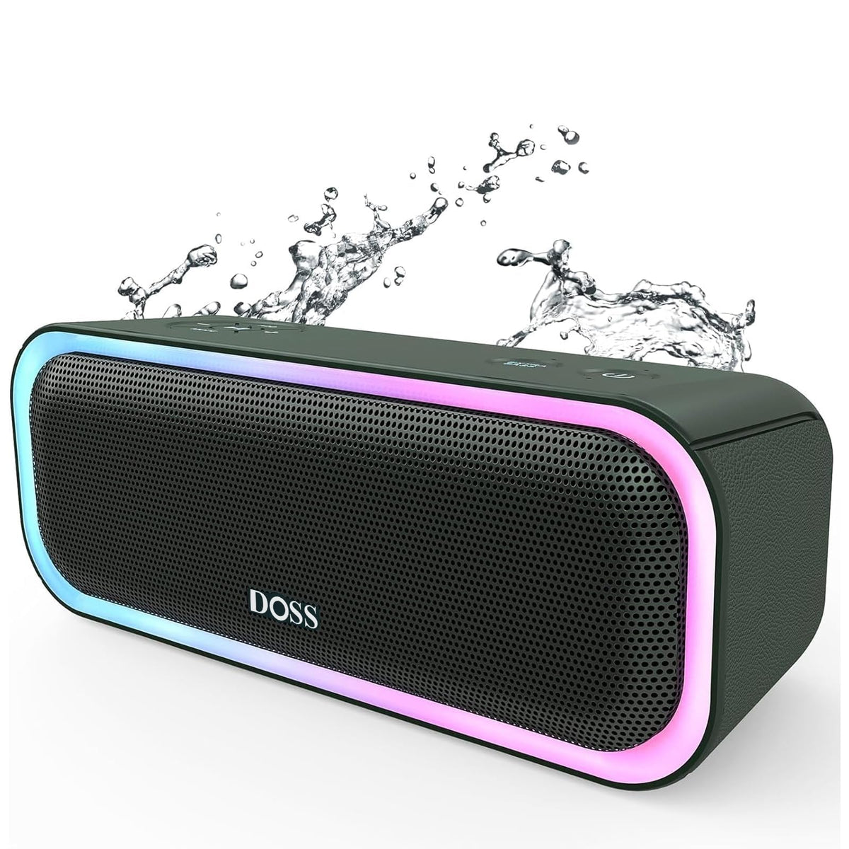 DOSS SoundBox Pro front view showing speaker grille and rugged design, ideal portable sound