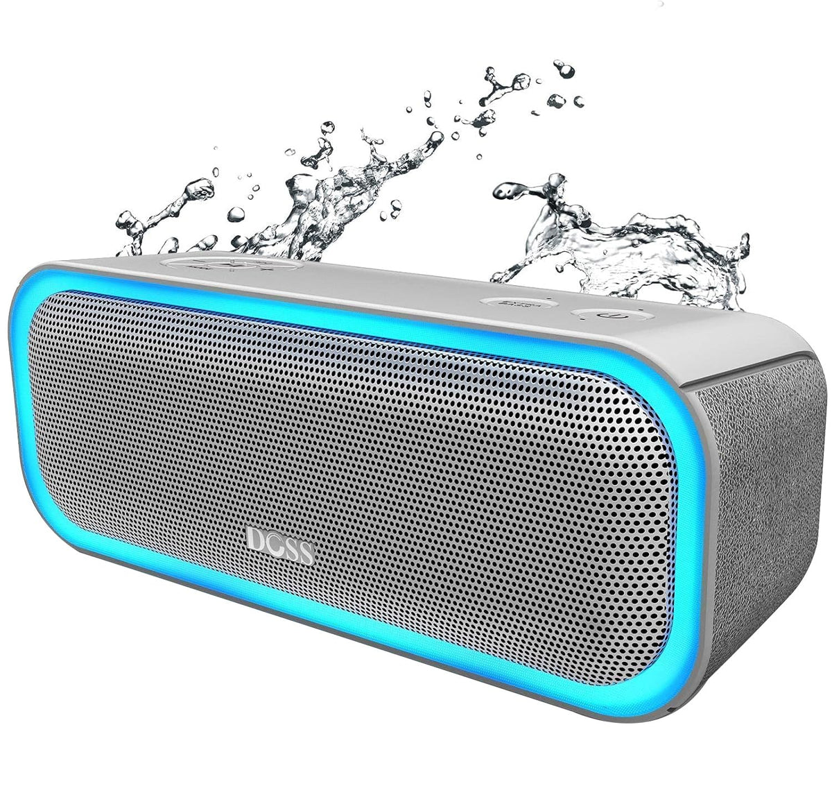 DOSS front view showing speaker grille and logo, delivers clear stereo sound