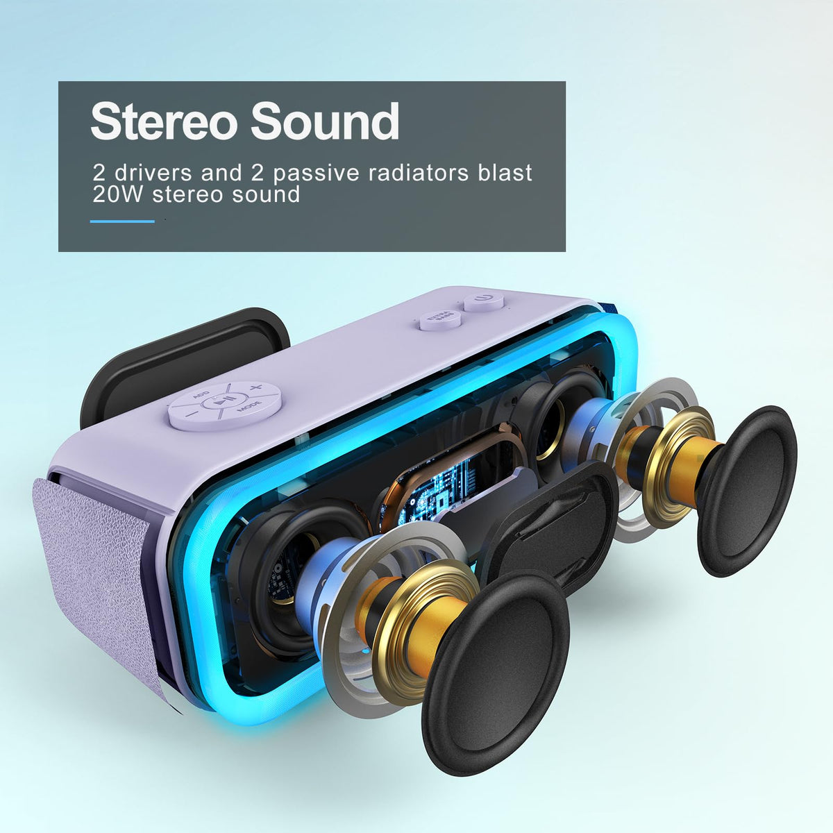 DOSS SoundBox Pro side angle showing compact size and IPX6 rugged design