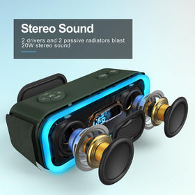 DOSS SoundBox Pro top controls and ports with buttons, offering easy playback control
