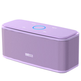 DOSS speaker front view showing grille and compact stereo benefit
