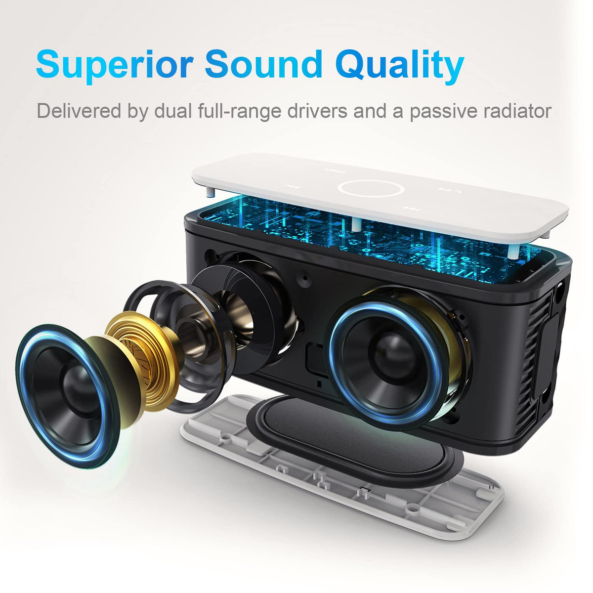 DOSS SoundBox Touch top touch controls close-up, quick tactile playback control