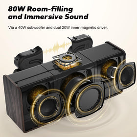DOSS SoundBox Ultra subwoofer detail highlighting deep bass performance