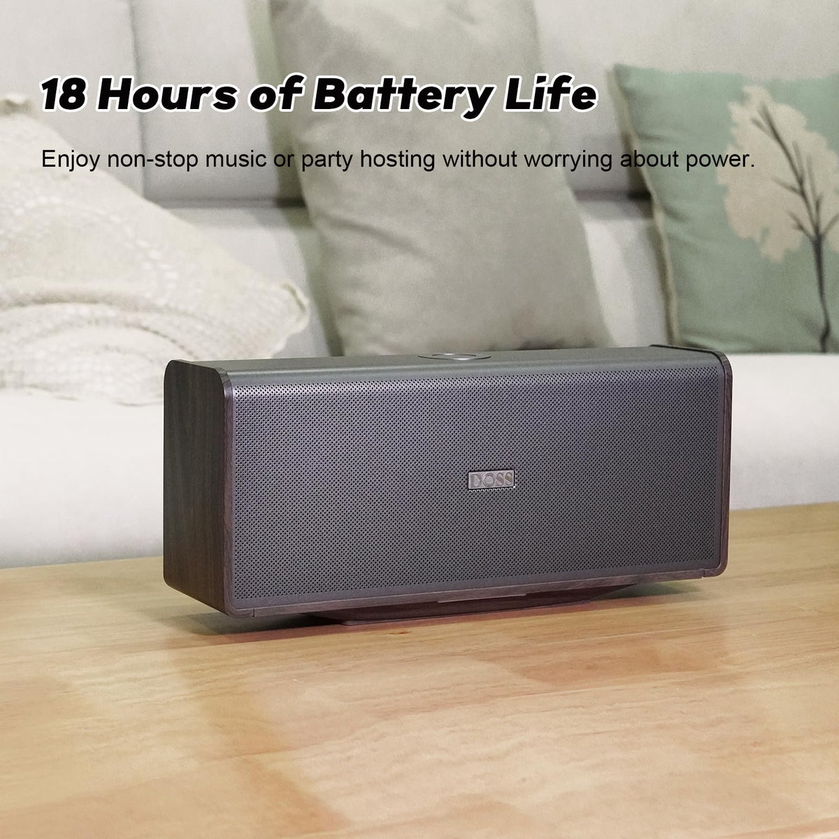 DOSS SoundBox Ultra wood-texture sides enhancing premium look