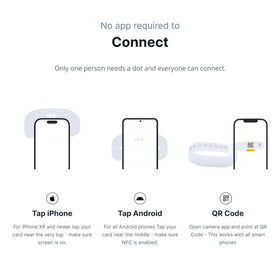 dot. Band being tapped to phone demonstrating instant contact sharing benefit