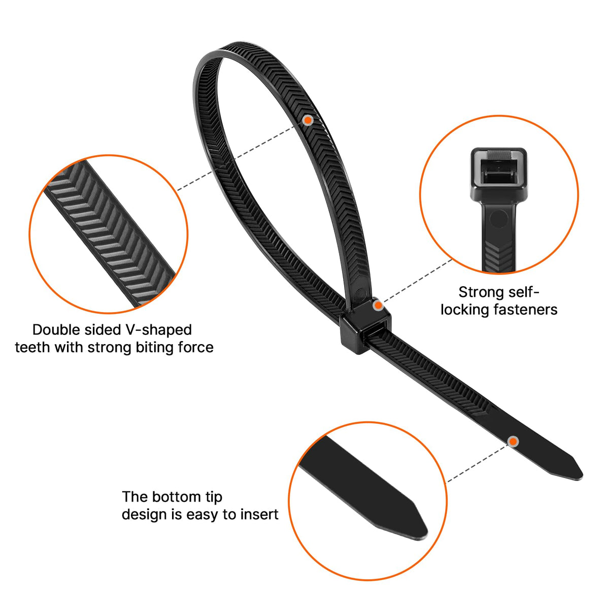 DoubTie 7.6x12in zip ties in 40-pack securing tools and hoses.