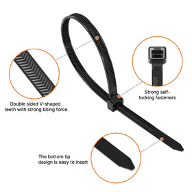DoubTie 7.6x12in zip ties in 40-pack securing tools and hoses.