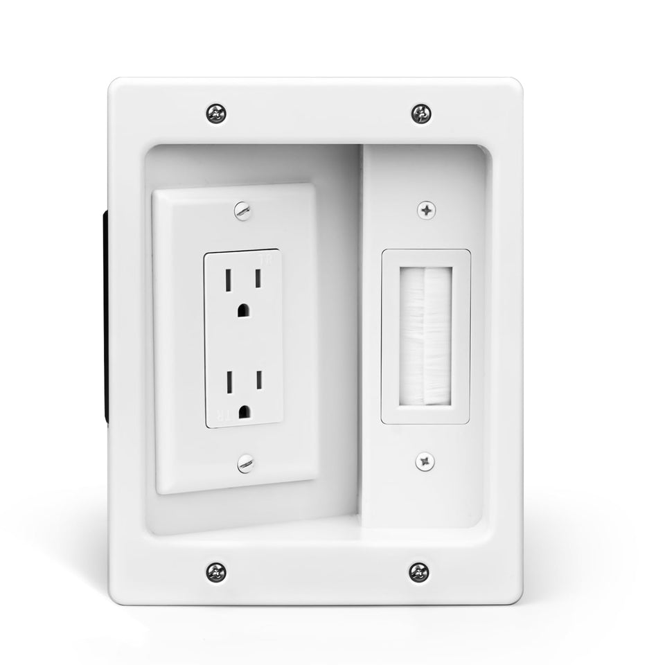 doufuhua brush wall plate front view showing clean cord entry benefit