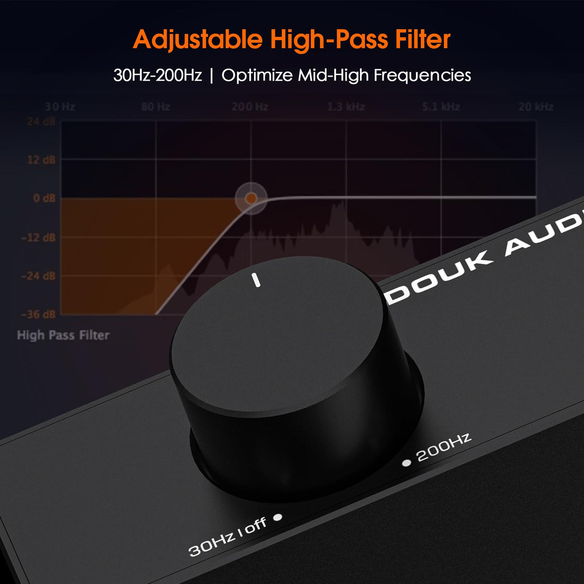Douk Audio A5 rear panel with RCA and binding posts for secure connections