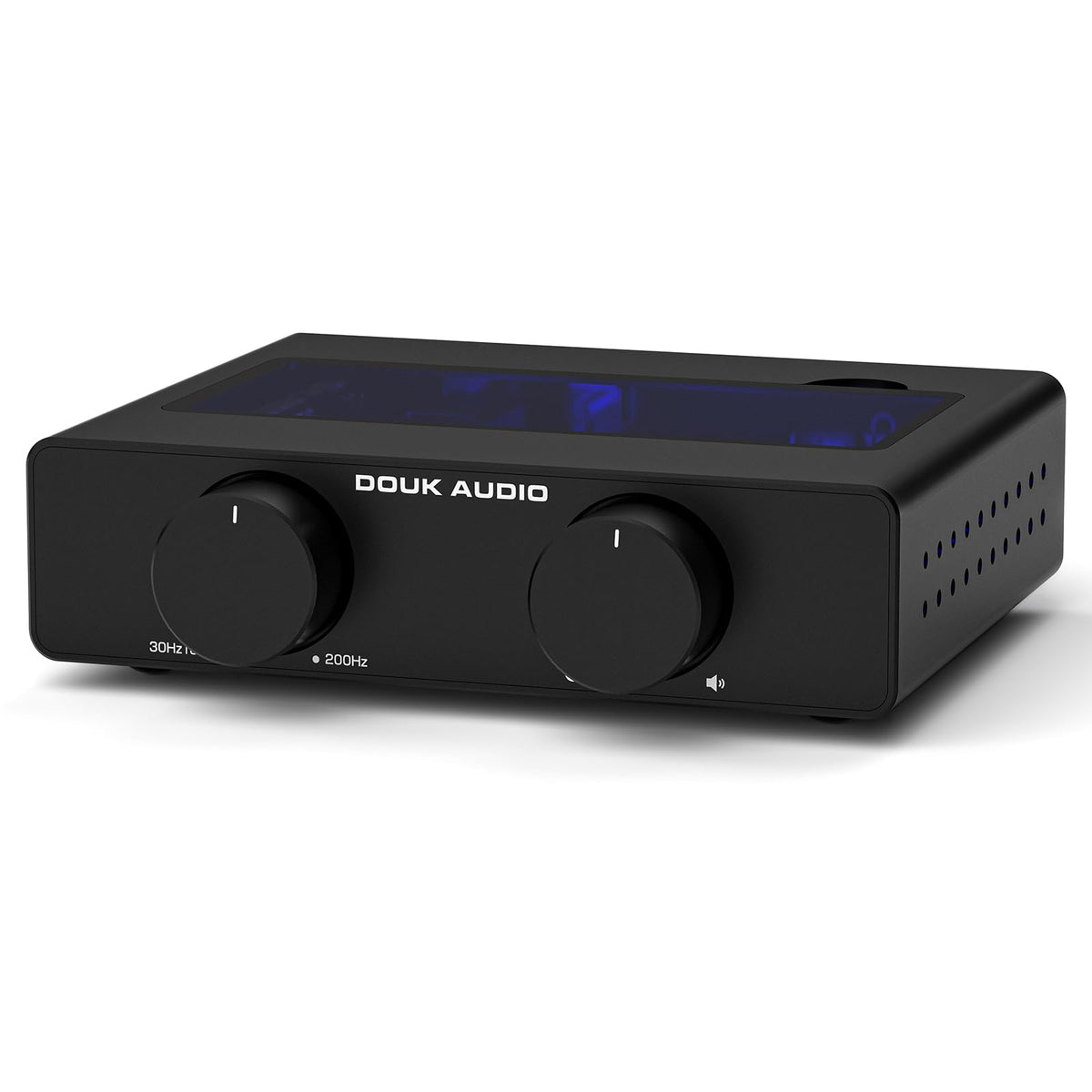 Douk Audio A5 front panel showing controls and sleek design for precise control