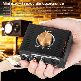 Douk Audio L1 hooked to a power amplifier showing boosted line-level drive benefit