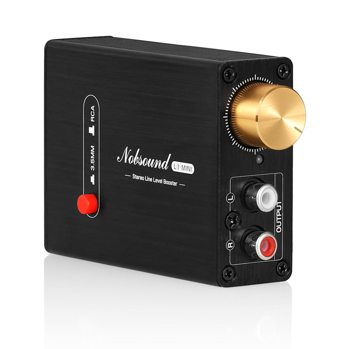 Douk Audio L1-MINI front panel showing controls and brand, improves level control