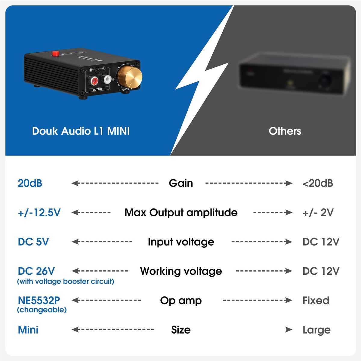 Douk Audio L1-MINI volume knob detail demonstrating precise adjustment and low noise