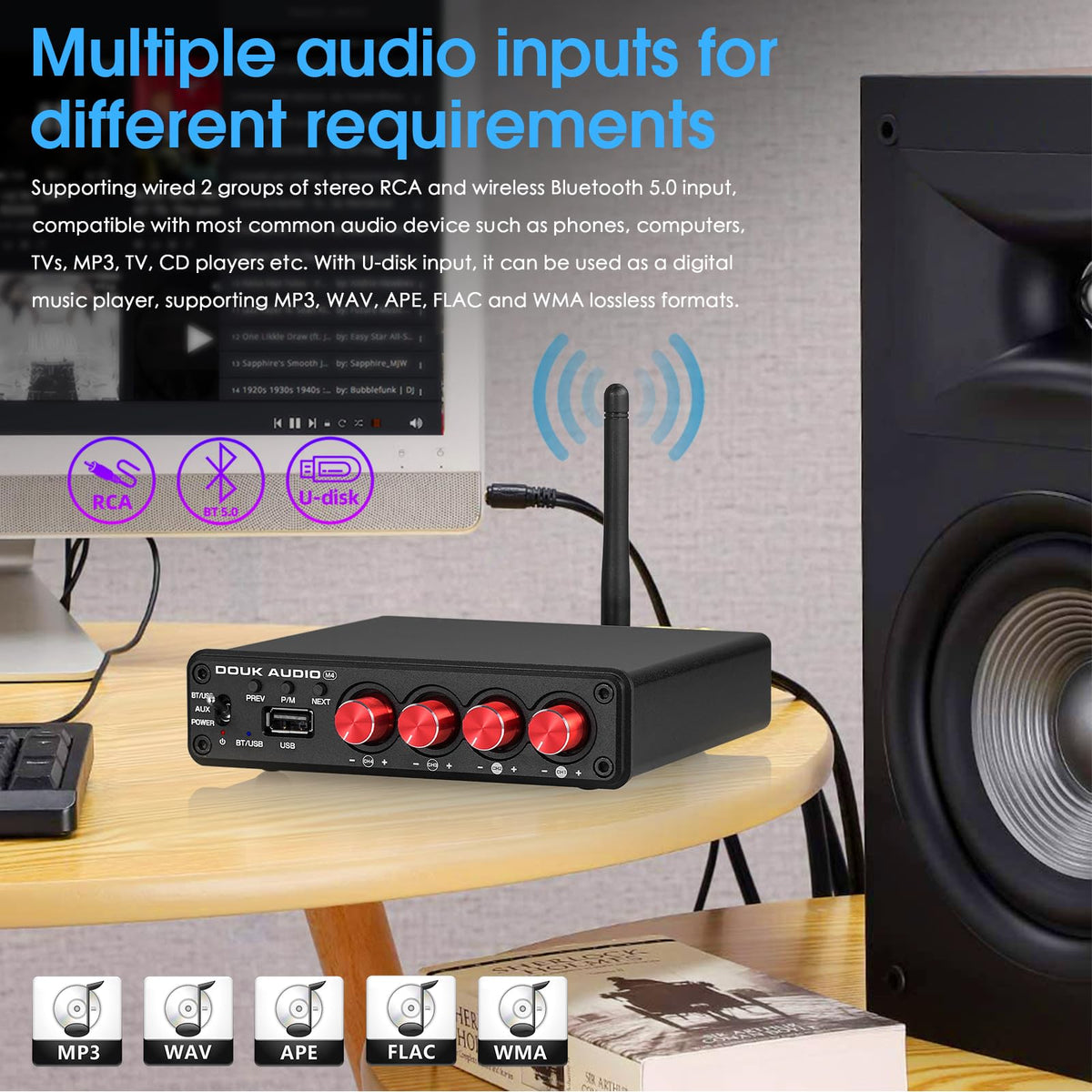 Douk Audio M4 power supply delivering reliable 50W x 4 output.