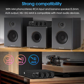 Douk Audio Nobsound 300W2 phono-input shown enabling vinyl connection