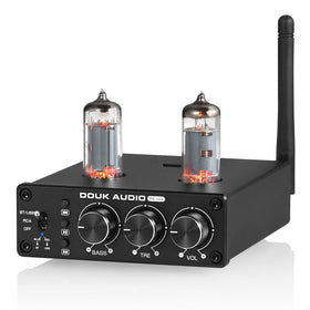 Douk Audio P6 MINI front panel showing knobs and LED, improves control