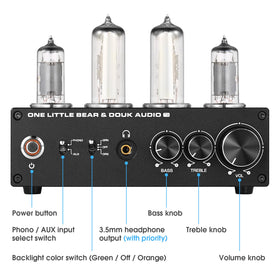 3.5mm headphone output with independent amplification for headphones.