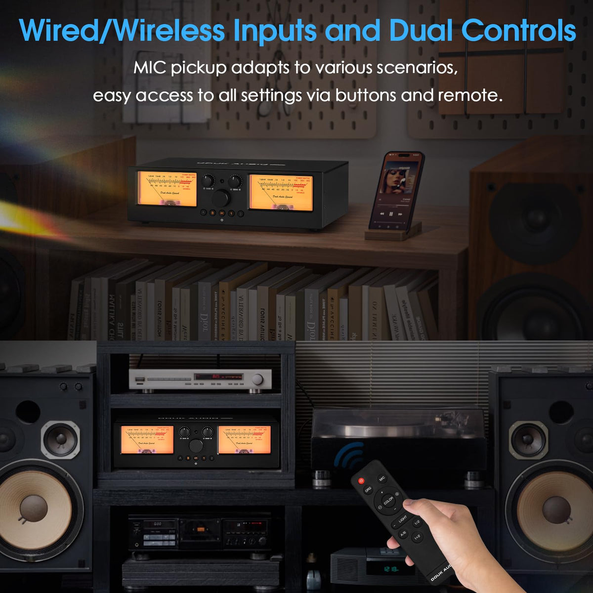 Douk Audio VU3 Pro backlight colors enhance visibility and ambience.