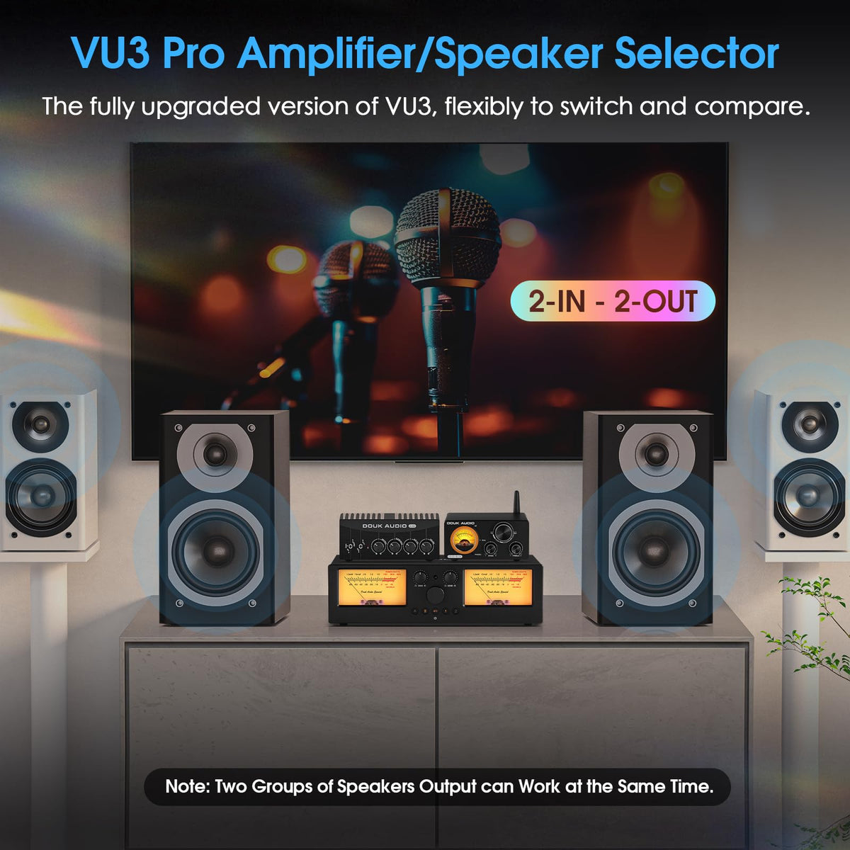 Douk Audio VU3 Pro dual VU meters with backlight.