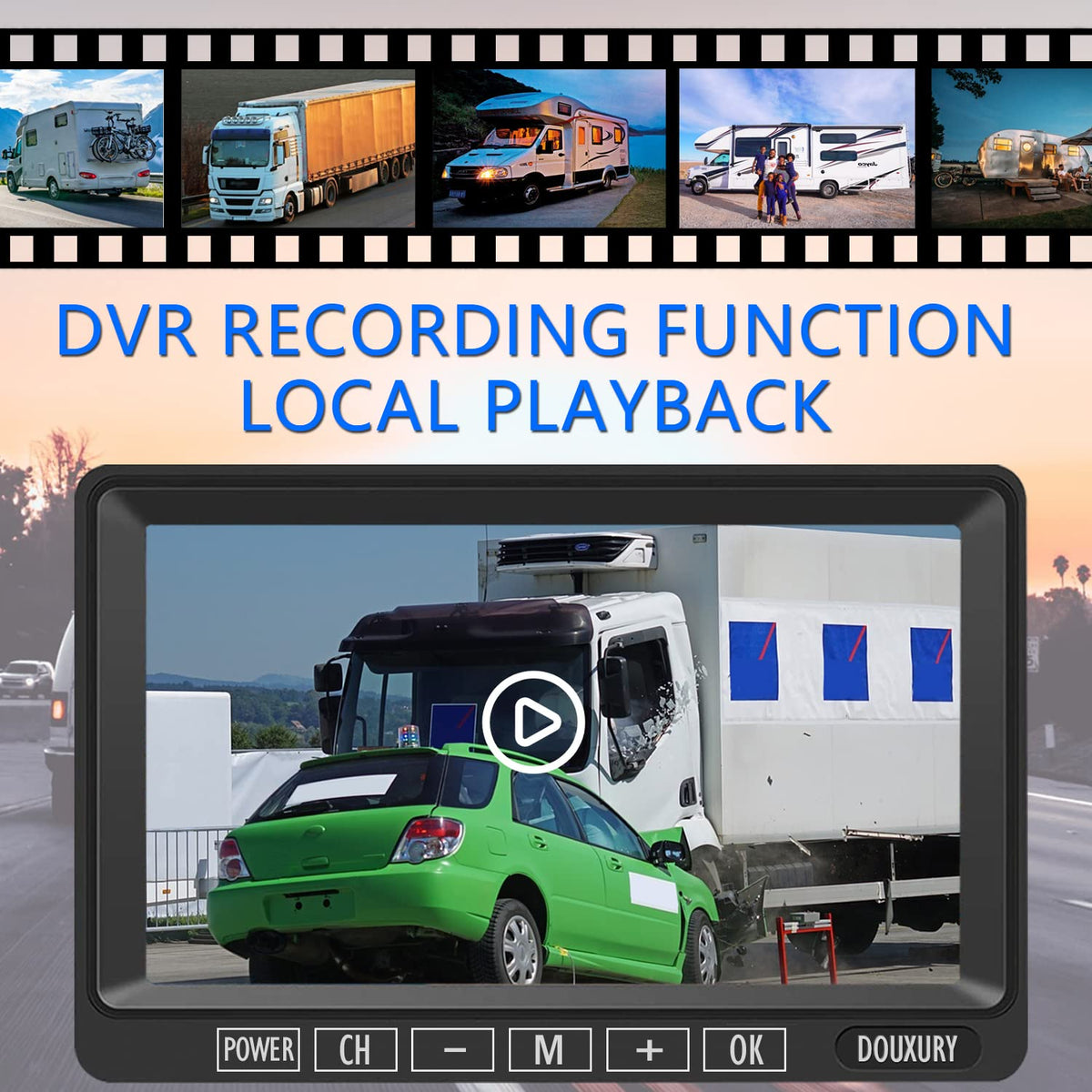 DOUXURY 7-inch display delivers crisp 1080p images for quick decisions.