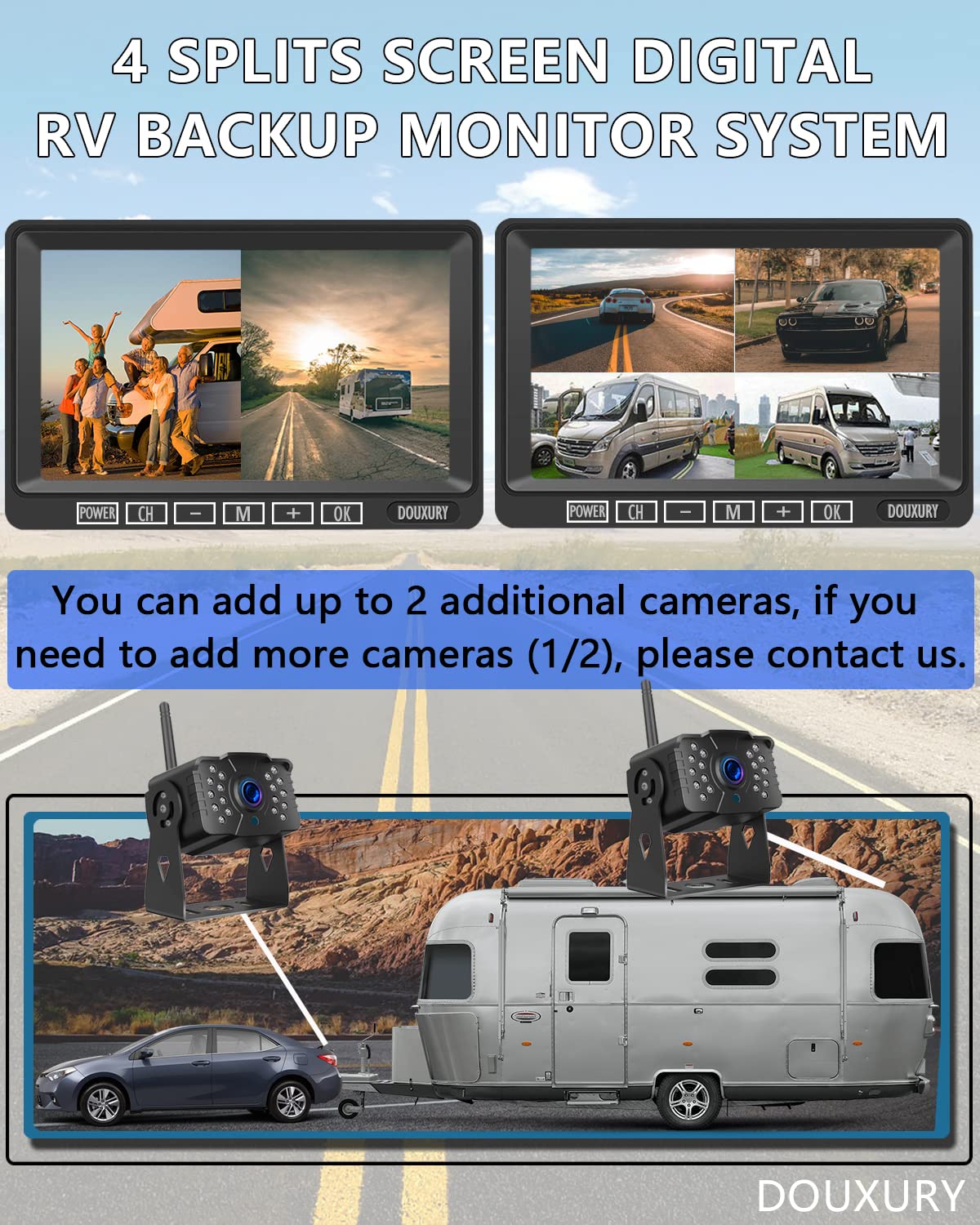 DOUXURY IP69K waterproof backup camera withstands rain and dust for rugged use
