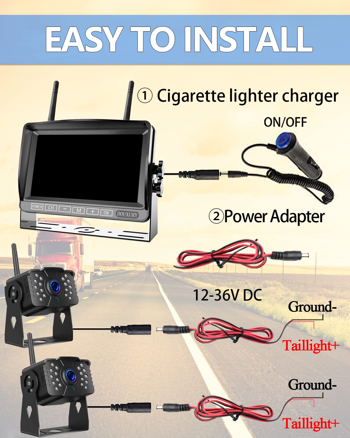 DOUXURY RV-compatible camera system fits trucks and buses with stable signal