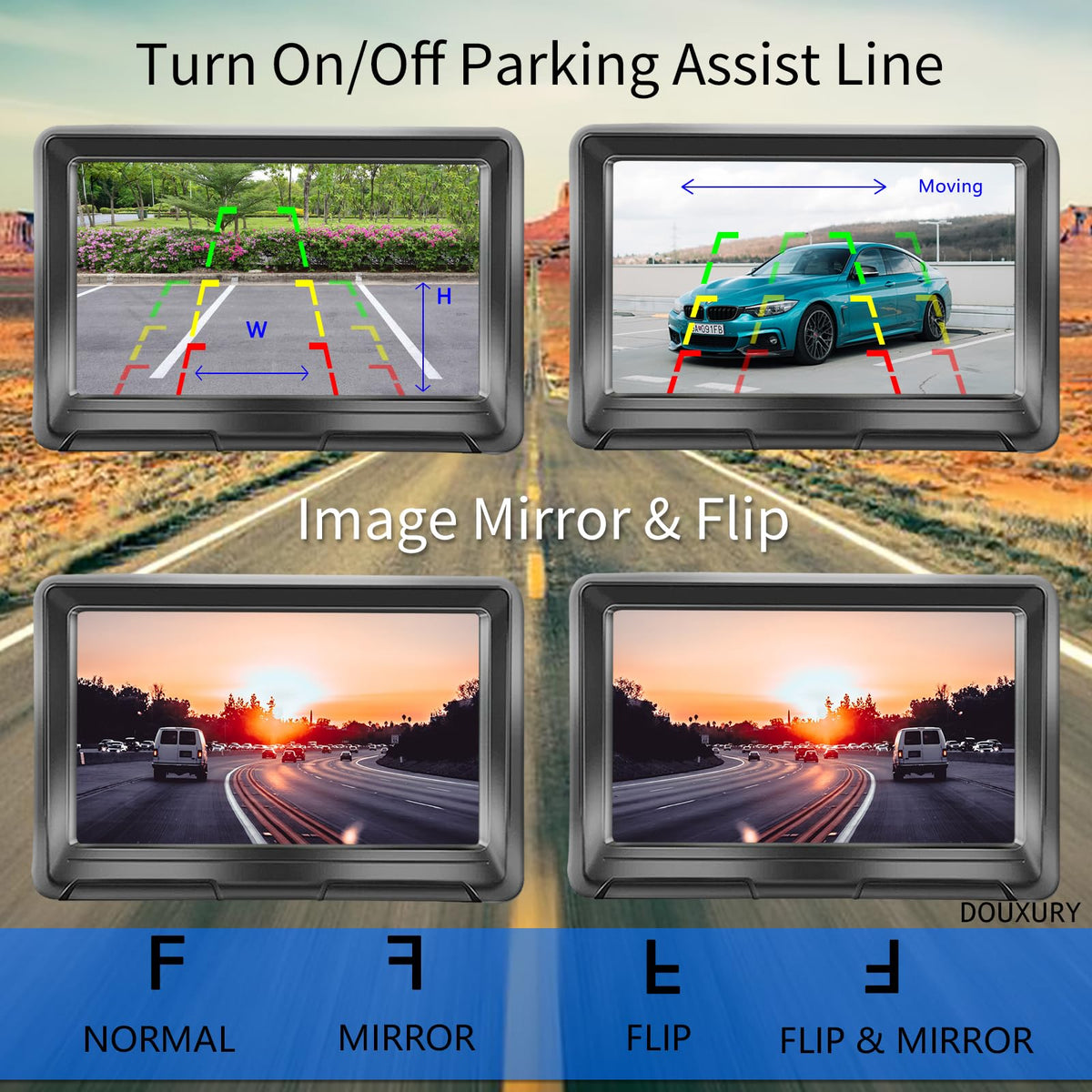DOUXURY optional second camera reduces blind spots during travel