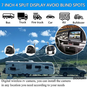 DOUXURY side view camera left enhances blind-spot awareness during lane changes.