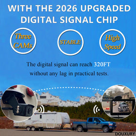 DOUXURY side view camera right helps monitor traffic and sides while towing.