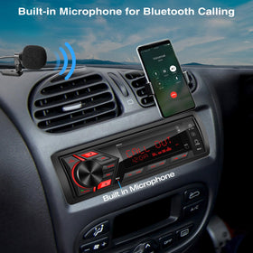 DOVOX car stereo dash installation showing universal single DIN fit