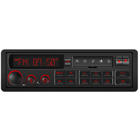 DOVOX single din retro radio front view with modern connectivity