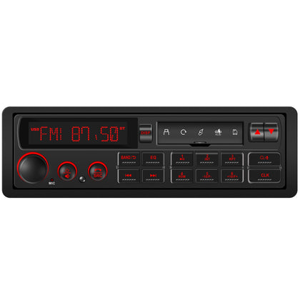 DOVOX single din retro radio front view with modern connectivity
