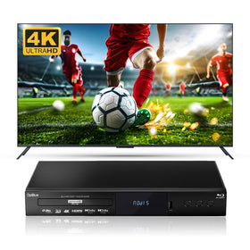 DpBlue 4K UHD Blu-ray player front view with vivid, lifelike detail.