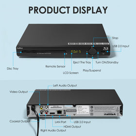 DpBlue blu-ray player HDMI and coaxial ports for reliable audio connections.