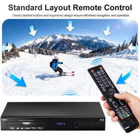 DpBlue supports Blu-ray, Blu-ray 3D, DVDs and CDs.