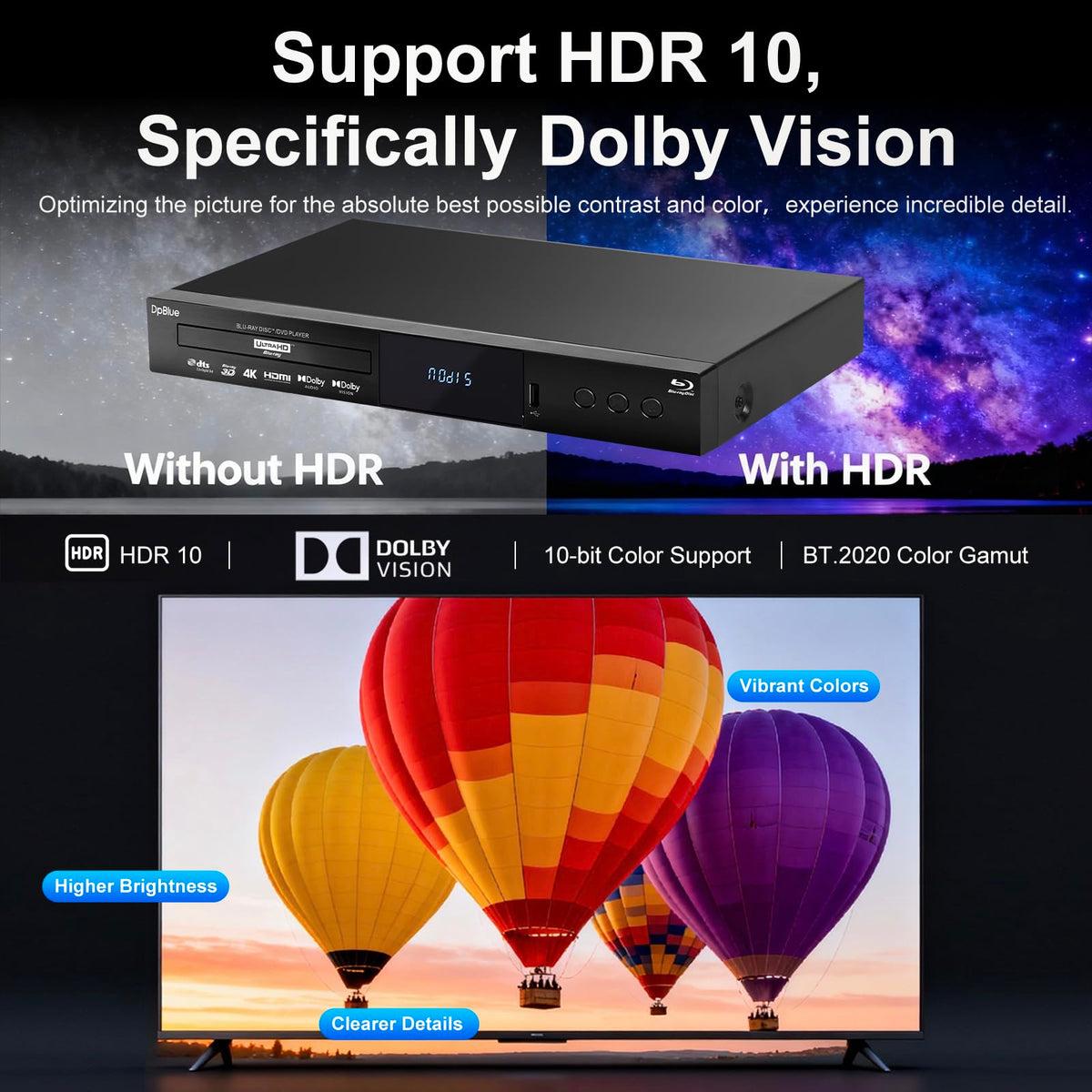 DpBlue Dolby Atmos delivers immersive, theater-like sound.