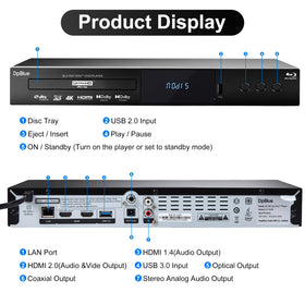 DpBlue HDR10 and Dolby Vision capable device delivering vibrant color and deep contrast.