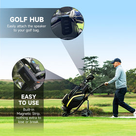 Dprofy Pro speaker with hanging hook ready to attach to a bag