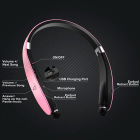 Dpvisn close-up of folded neckband highlighting compact durable hinge