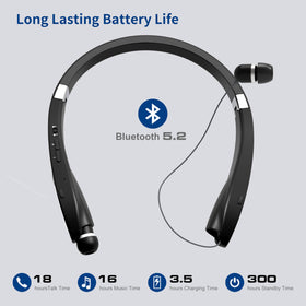Dpvisn close-up of auto-retractable earbuds showcasing cable management and tangle-free benefit