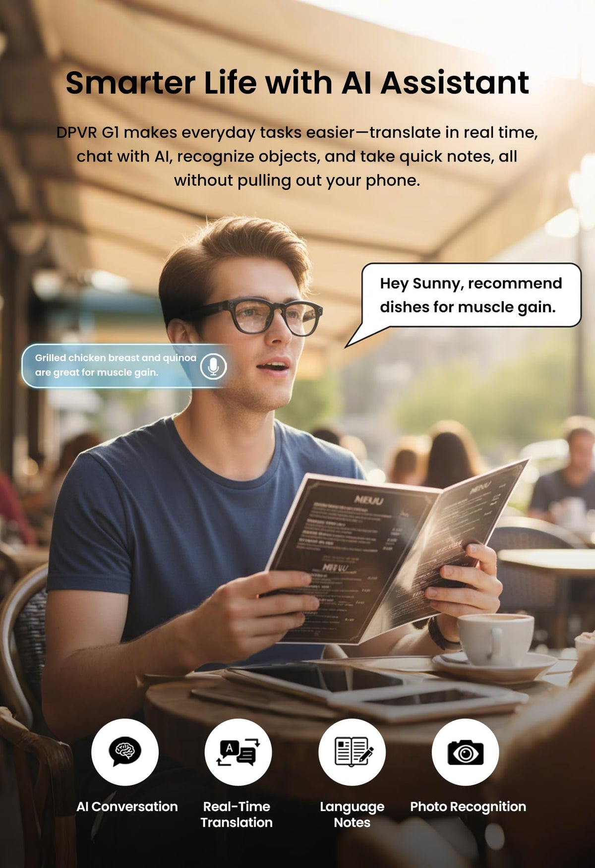 DPVR G1 photochromic detachable frames adapt to indoor and sunny conditions.